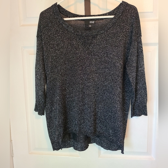 (1361) A New Approach (ANA) Woman's Crewneck Metallic Blouse, Small, Black - Picture 1 of 12